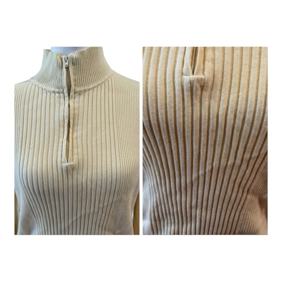 Jones New York Sweaters - Beige/Cream Ribbed Turtleneck Sweater - Jones New York